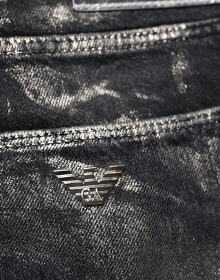 Schwarze Washed Slim Fit Herren Jeanshose
