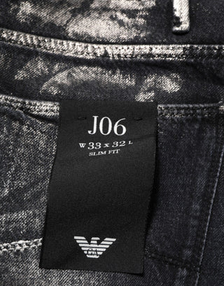 Schwarze Washed Slim Fit Herren Jeanshose