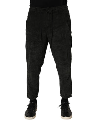 Schwarze Mid-Waist Cropped Kordhosen für Herren