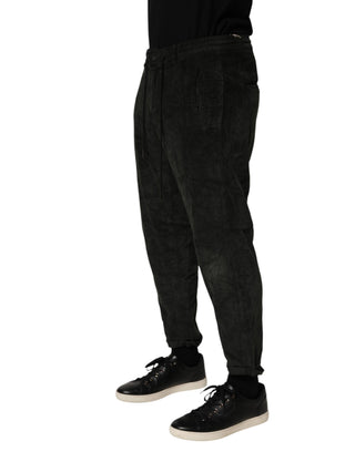 Schwarze Mid-Waist Cropped Kordhosen für Herren