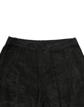 Schwarze Mid-Waist Cropped Kordhosen für Herren