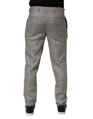 Gray Mid Waist Dress Formal Skinny Men Pants