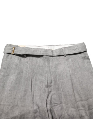 Gray Mid Waist Dress Formal Skinny Men Pants