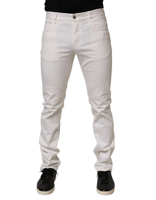 Weiße Skinny-Fit Mid-Waist Jeans für die Freizeit