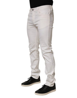 Weiße Skinny-Fit Mid-Waist Jeans für die Freizeit