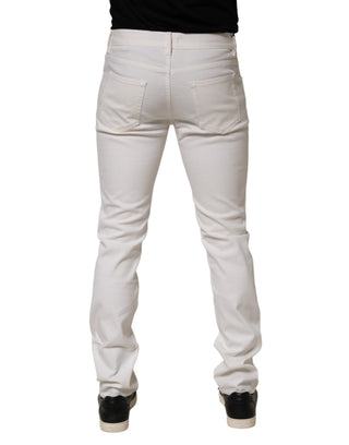 Weiße Skinny-Fit Mid-Waist Jeans für die Freizeit