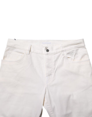 Weiße Skinny-Fit Mid-Waist Jeans für die Freizeit