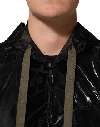 Schwarzer Camouflage-Kapuzenpullover für Herren mit durchgehendem Reißverschluss