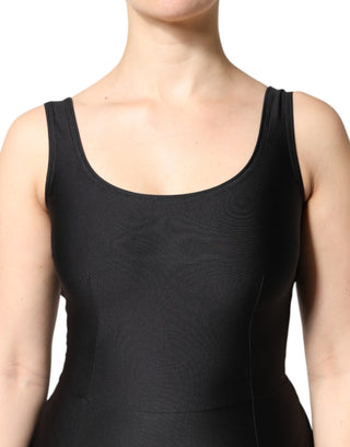 Schwarzes ärmelloses, eng anliegendes Damen-Jumpsuit-Kleid