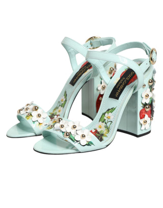 Minzgrüne Blumennieten High-Heel-Sandalen Schuhe
