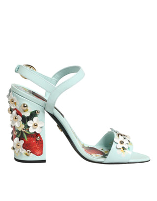 Minzgrüne Blumennieten High-Heel-Sandalen Schuhe