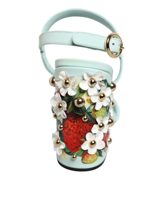Minzgrüne Blumennieten High-Heel-Sandalen Schuhe