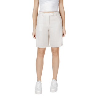 Beige Viskose Bermuda-Shorts