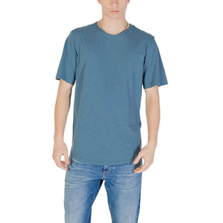 Camiseta de algodón azul