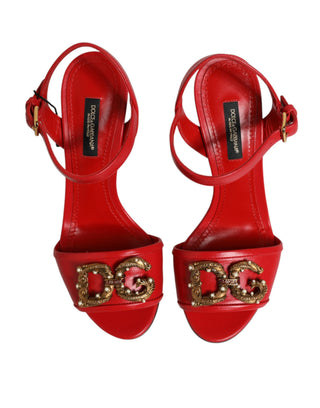 Rote Leder DG AMORE Absatzsandalen