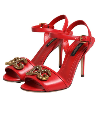 Rote Leder DG AMORE Absatzsandalen