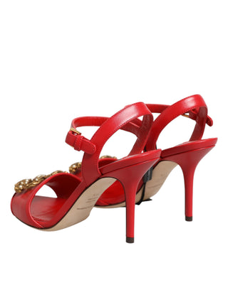 Rote Leder DG AMORE Absatzsandalen