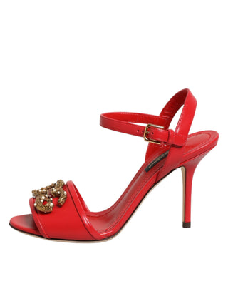 Rote Leder DG AMORE Absatzsandalen