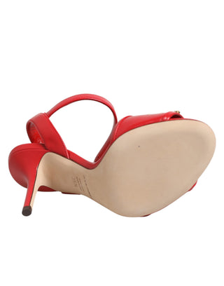 Rote Leder DG AMORE Absatzsandalen