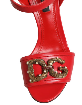 Rote Leder DG AMORE Absatzsandalen