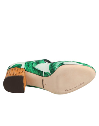 Grüne Seiden-MARY-JANES Blattsandalen Schuhe