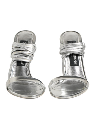 Silberne Riemchen-High-Heel-Sandalen