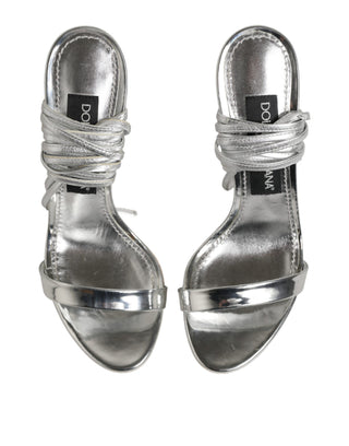 Silberne Riemchen-High-Heel-Sandalen