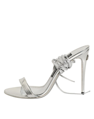 Silberne Riemchen-High-Heel-Sandalen