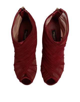 Rote Tüll-Stiefeletten mit Stilettoabsatz
