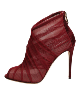 Rote Tüll-Stiefeletten mit Stilettoabsatz
