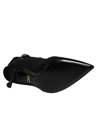 Schwarze Stöckelschuh-Schnürstiefeletten