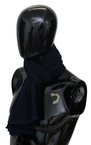 Bufanda unisex de lana azul oscuro con flecos y logo para cuello
