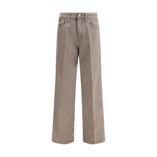 Brown Cotton Relaxed Fit Jeans