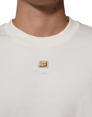 Weißes DG Logo Rundhals-Sweatshirt