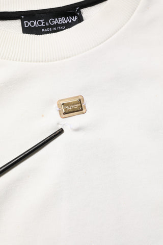 Weißes DG Logo Rundhals-Sweatshirt