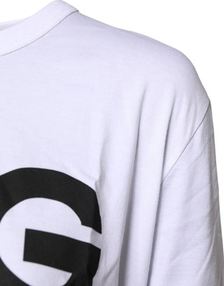 Weißes Baumwoll-T-Shirt mit Rundhalsausschnitt und Grafikdruck