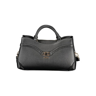 Bolso de mano negro de poliuretano para mujer