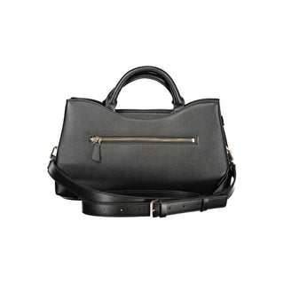 Bolso de mano negro de poliuretano para mujer