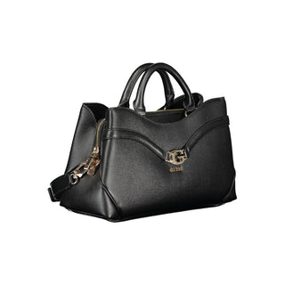 Bolso de mano negro de poliuretano para mujer