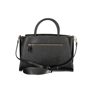 Schwarze Damenhandtasche aus Polyurethan