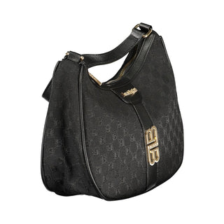 Schwarze Damenhandtasche aus Polyester
