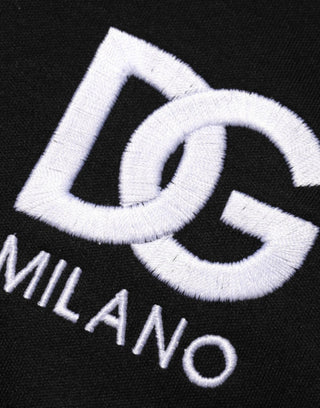 Schwarzes Baumwoll T-Shirt mit DG Logo Stickerei