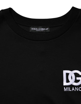 Schwarzes Baumwoll T-Shirt mit DG Logo Stickerei