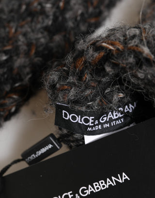 Gray Virgin Wool Knitted Fingerless Men Gloves
