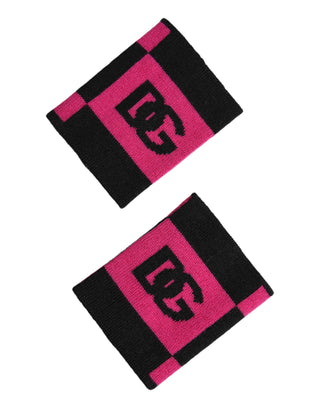 Muñequera de cachemira negra y rosa con logo DG, 1 par