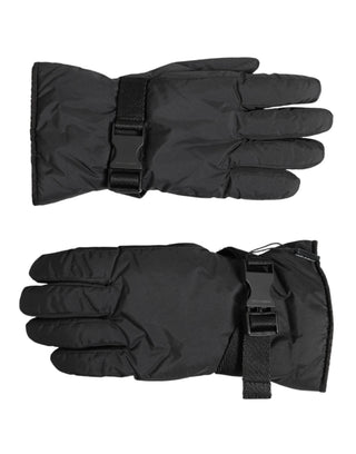 Schwarze winddichte Skihandschuhe, warm, rutschfest