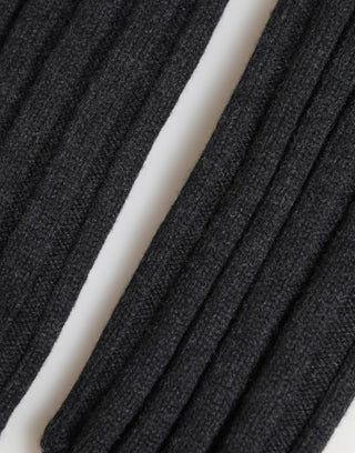 Dark Gray Virgin Wool Knitted Fingerless Gloves