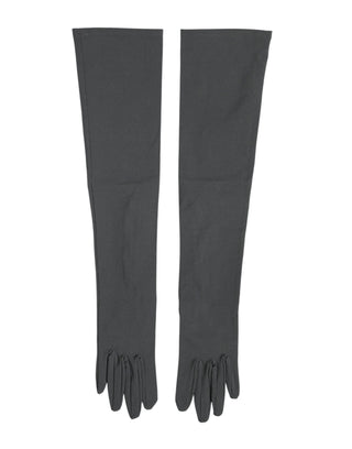 Dark Gray Viscose Elbow Length Mitten Men Gloves