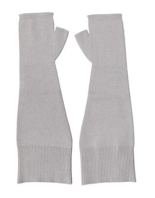 Gray Virgin Wool Knitted Fingerless Men Gloves