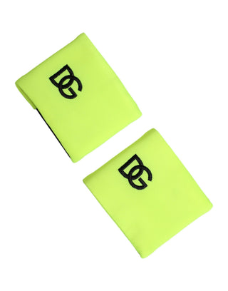 Muñequera de poliéster amarilla y verde con logo DG, 1 par